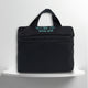 A Black cotton travel vanity bag with many Greek travel size personal hygiene products inside 

